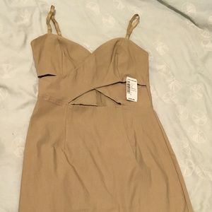 Classy Stretchy Beige Tan Adjustable Strap Dress